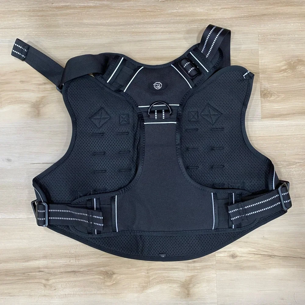 NWT Tactical Black Dog Harness Vest with AirTag Pocket & Adjustable Straps (XL)